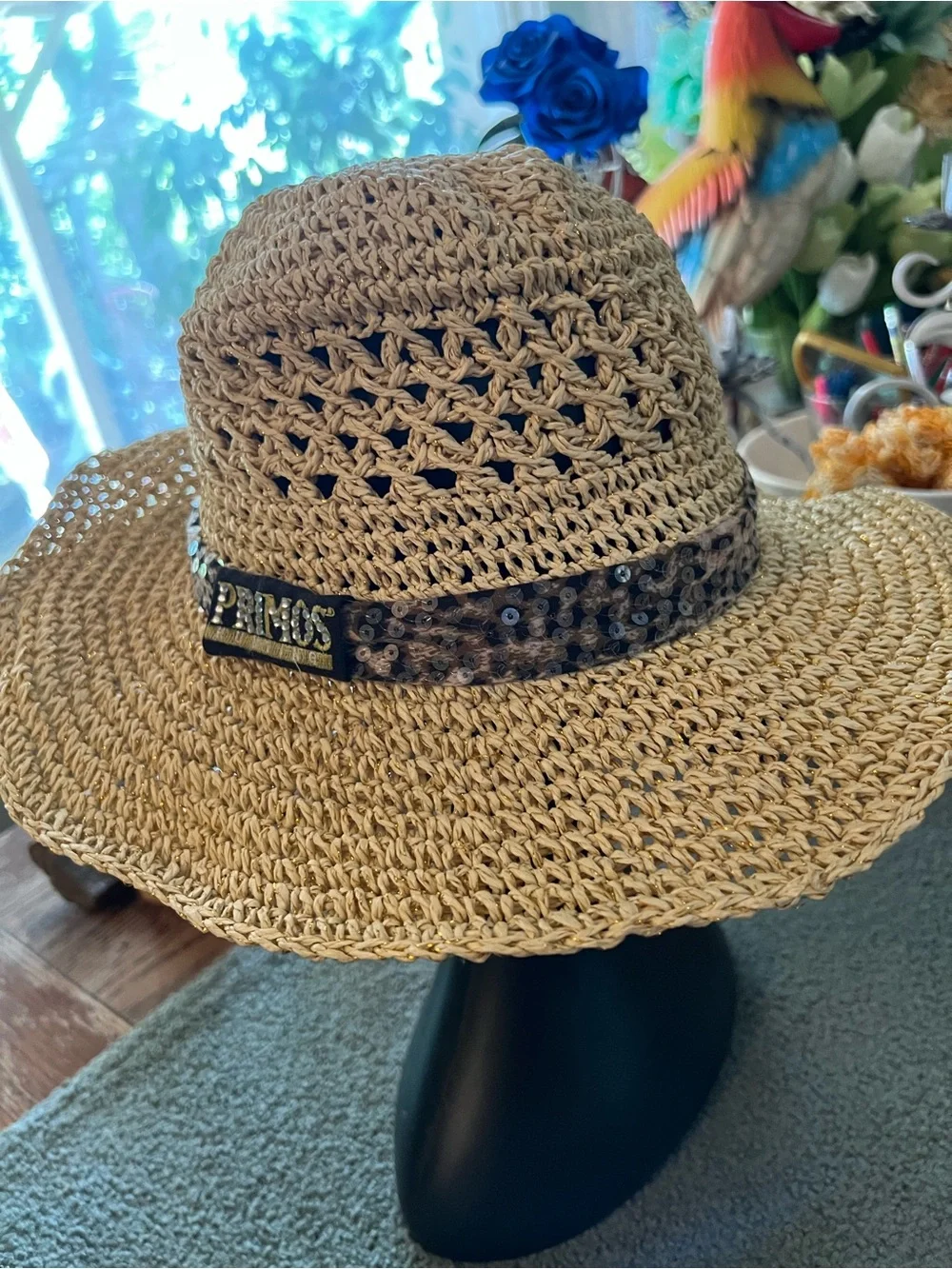 Primos unisex Straw Hat Size 7 Bendable Rim EUC